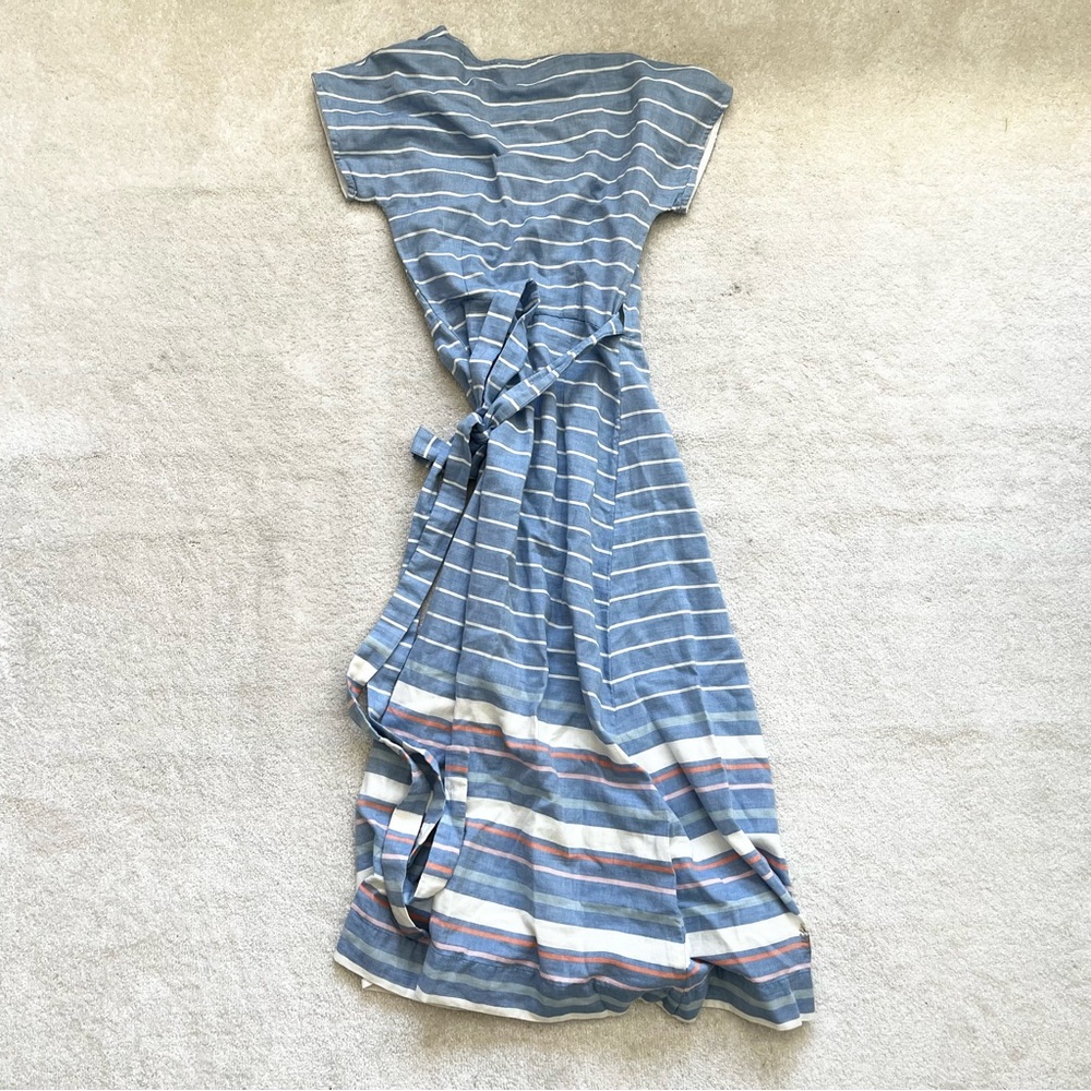 MARINE LAYER Maddie Wrap Dress in Blue/White Stripe Size XS Nautical Feminine - Picture 4 of 9